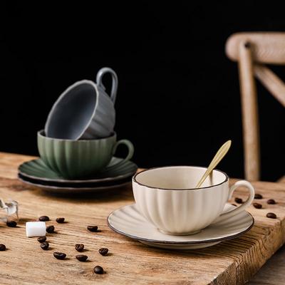 Nordic Style Solid Color Coffee Cup and Plate Two Piece Set Ceramic Cup Water Cup Flower Tea Cup Milk Cup