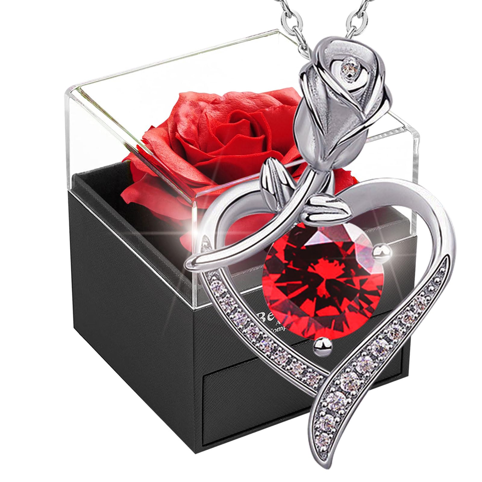 [Laluna] Набор колье из мыльных цветов, стерлинговое серебро 925 пробы, форма сердца, Подарок на День матери, День рождения для женщин