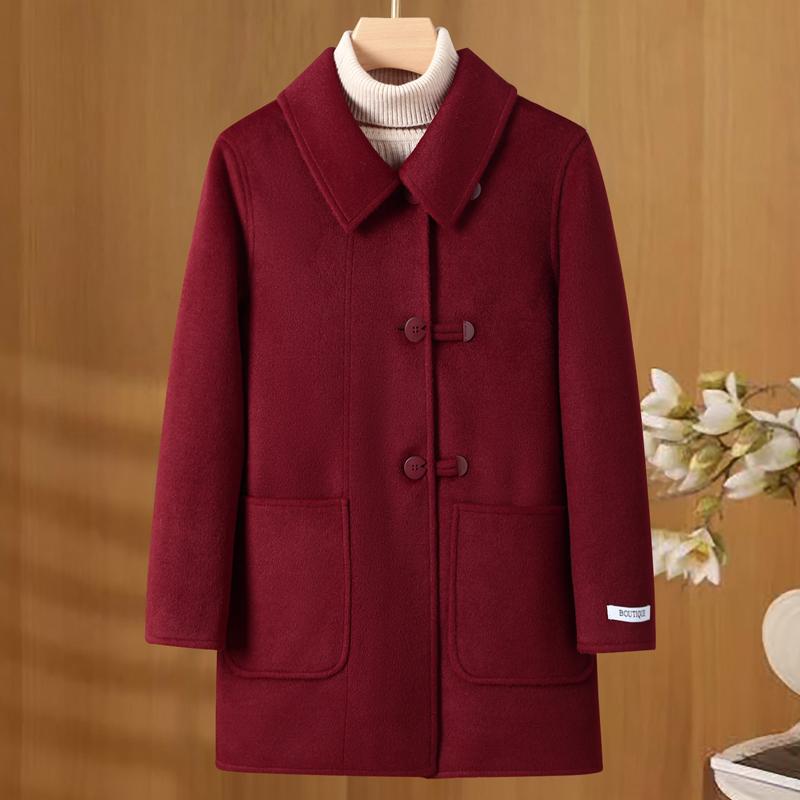 Middle Age Women's Long Wool Coats and Mixtures Plus Size Autumn Outerwears Elegant Loose Lady Jackets