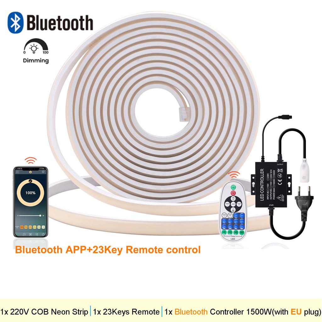220V COB LED Strip IP67 Waterproof 288LEDs/M Wall Touch Remote WiFi Bluetooth Dimmable Neon Rope Light Warm/Natural/White Light