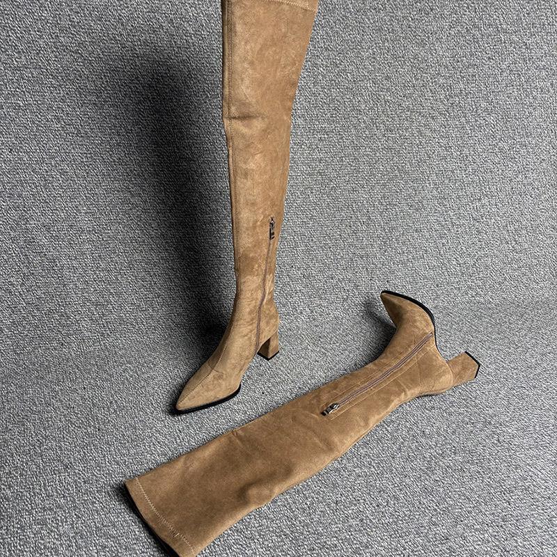Fashion Winter Fashion Pointed Toe Women Long Over The Knee Boots Street Style Thick Heels Party Stripper Female Shoes