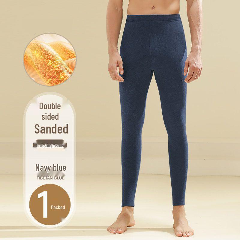 

Мужские бесшовные термоштаны на флисе - Утолщенный немецкий бархат, Базовый слой, Свободный большой размер для осени и зимы 2XL темно-синий