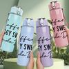 1PC Coffee And Baggy Sweater Quote 750ml Color Plastic Sports Water Bottle Leakproof Flip Straw Lid Suitable for Sports Office Home Use