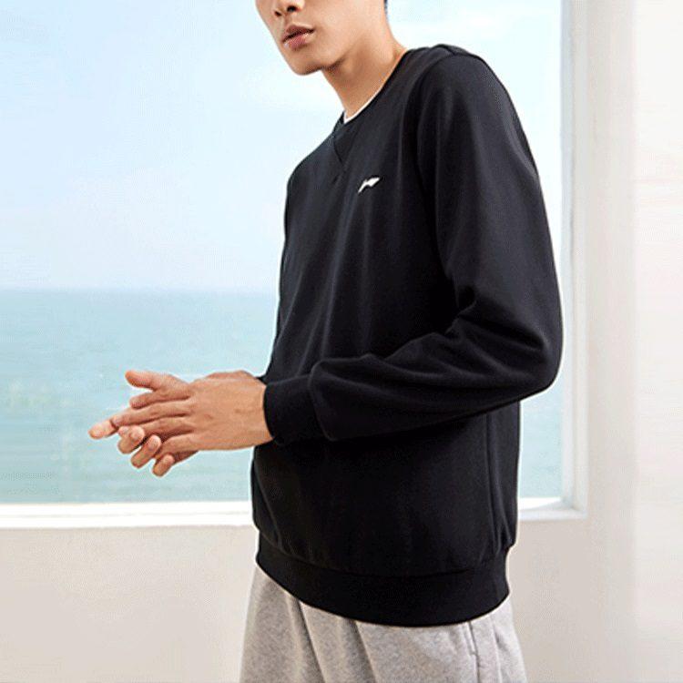 Li Ning Training Series Sweatshirts Men's Black Crew Neck Thickened Regular AWDRF59-4