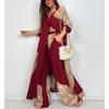 Set Elegante Primavera Estate Moda Stampata Camicia Lunga Pantaloni a Gamba Larga Completo Casual Lento Oversize Set Donna