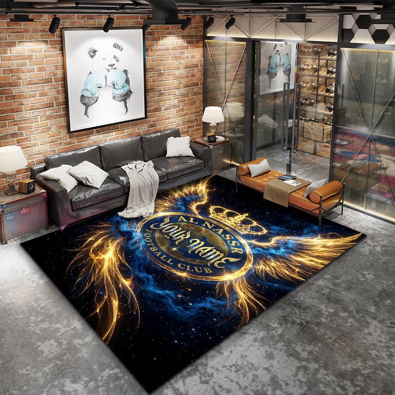 Al Nassr Crest Custom Name Carpet Rug For Living Room Bedroom Home Sofa Decoration Kids Play Nonslip Floor Mat