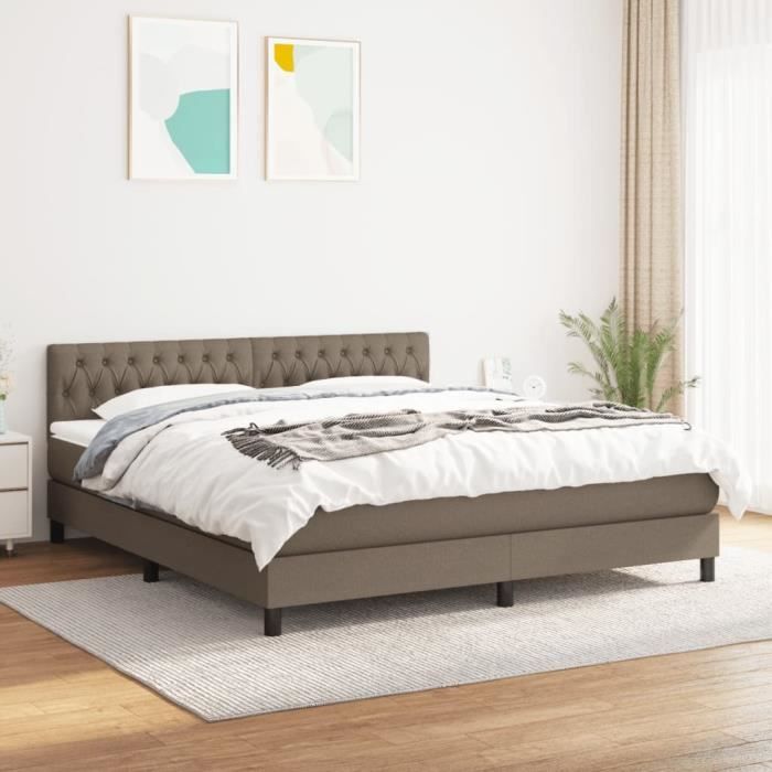 3140317 vidaXL Divan Bed with Mattress Taupe 180x200 Cm Fabric
