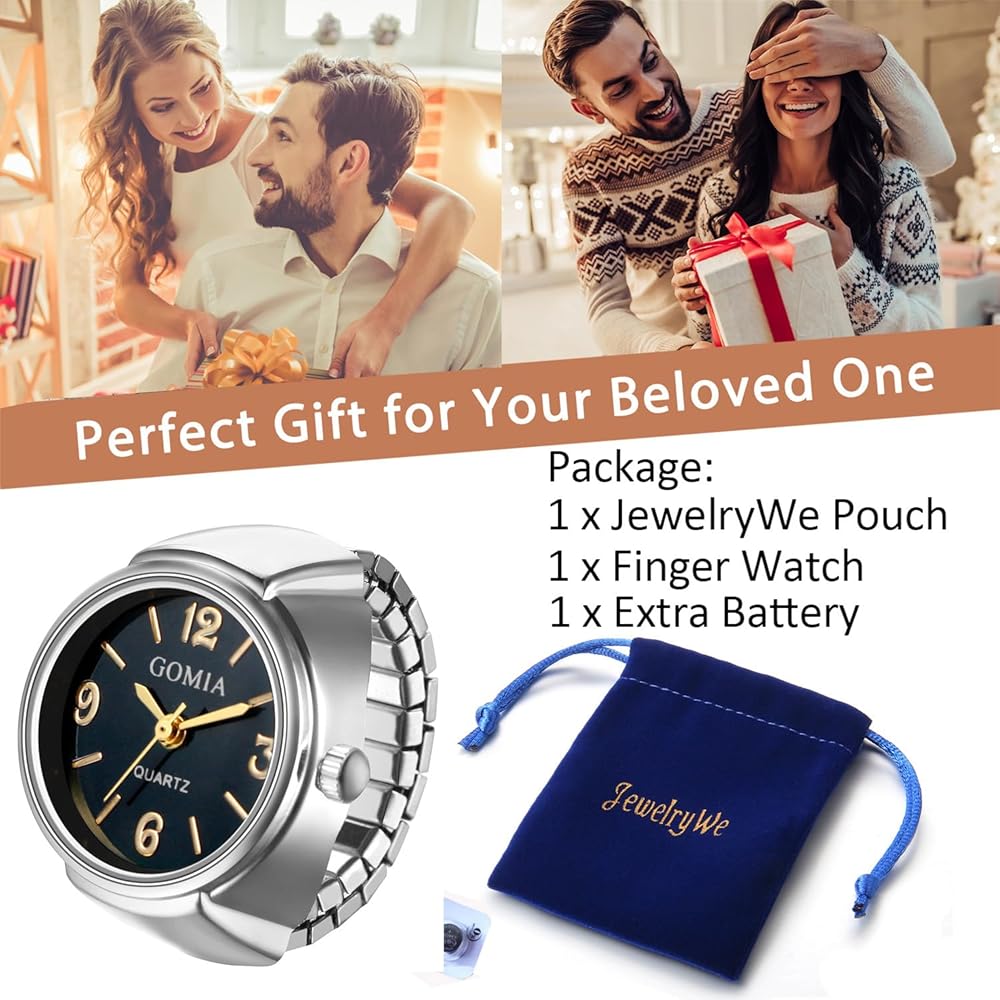 "Stainless Steel Ring Watch for Women Analog Waterproof Quartz Fashion Accessory Free Size"