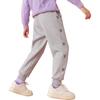 ASK JUNIOR Girls' Pants, 2025 Autumn And Winter Thickened Warm Children's Embroidered Trim Fleece-Lined Solid Color Sports Trousers, Gray, Size 160