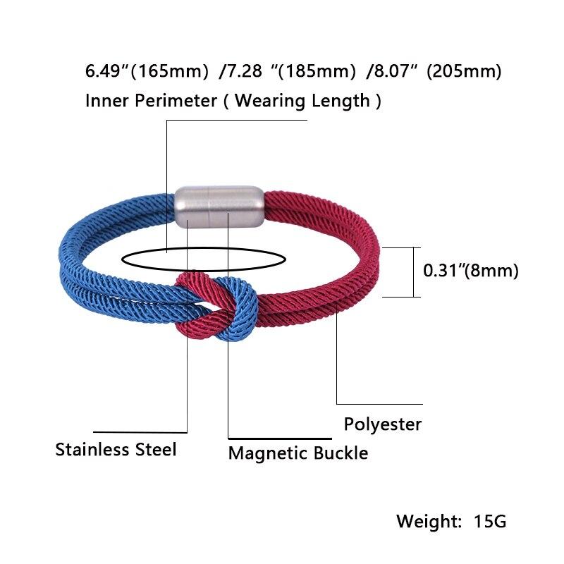 Bărbați și femei brățară cu nod de amestecare a culorilor, cataramă din oțel inoxidabil, stil bleumarin, bijuterii pentru prietenie, Pulseras