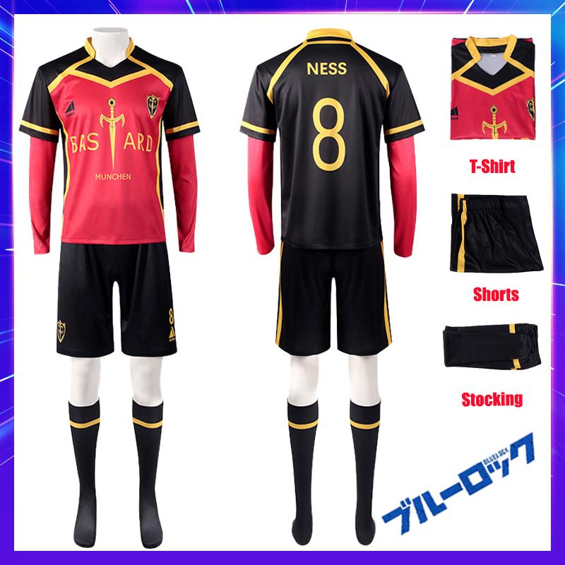 

Аніме Blue Lock Костюм для косплею Кайзер Несс Ісагі Курона Хіорі Футбольна форма Перука Бастард Мюнхен Німецька команда Червоно-чорна Джерсі M як показано кольору