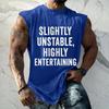 Men’s Sleeveless Casual Loose Fit T Shirt with Slightly Unstable Highly Entertaining Graphic Print Crew Neck Top