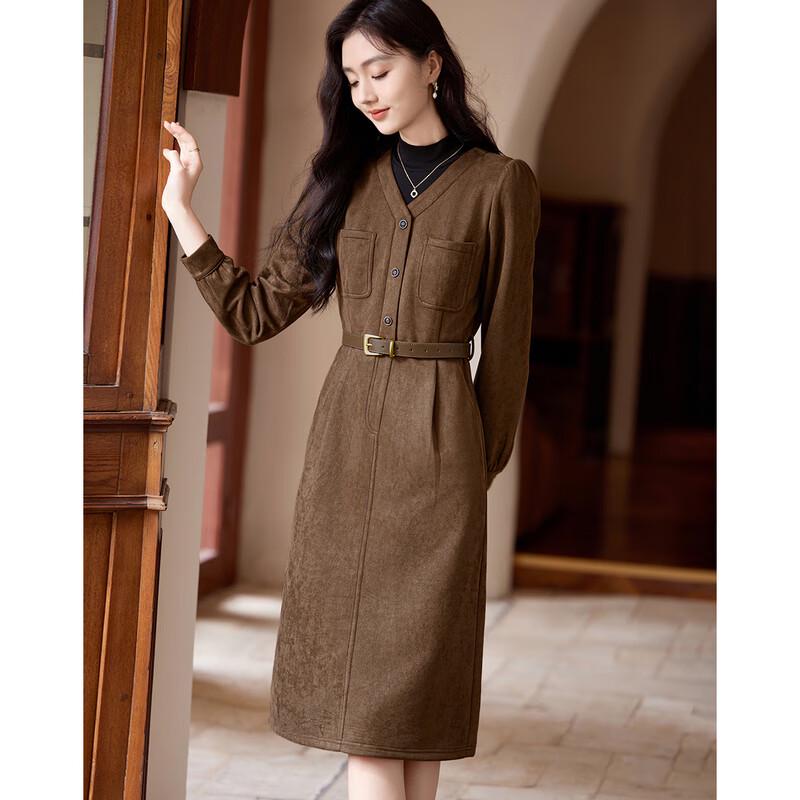 Elegant Long Sleeve Mid-Length A-Line Dress