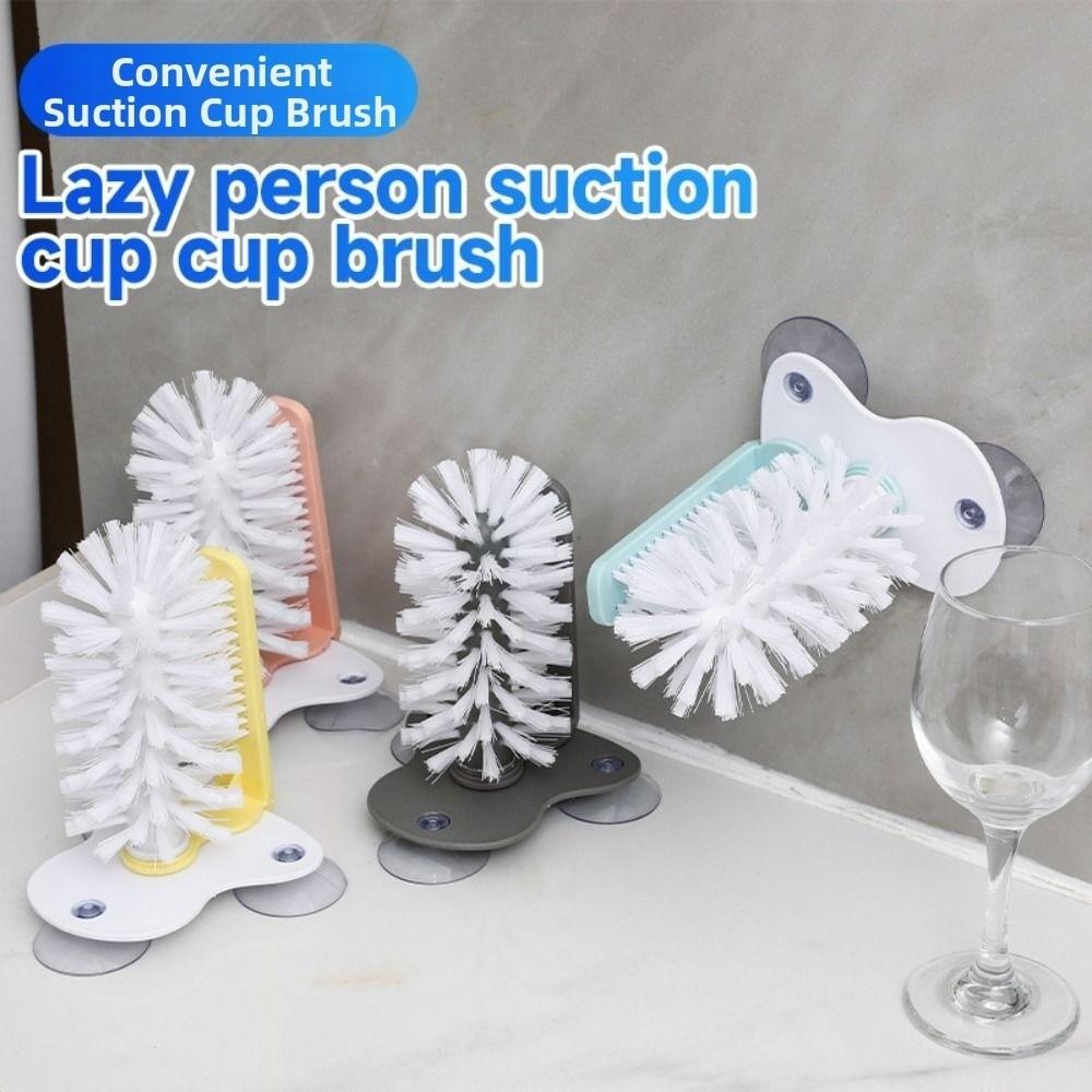 Detachable Sucker Cup Brush 2 In 1 Water Bottles Cleaner Durable Cup Scrubber  Wine Glass