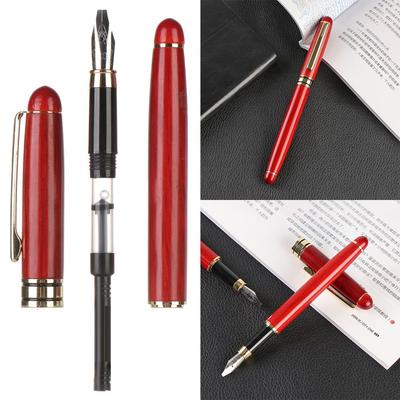 Signature Stroke Mahagoni-Bleistift mit feiner Spitze, Metallstift, Clip-Tintenminen, Bambus-Füllfederhalter