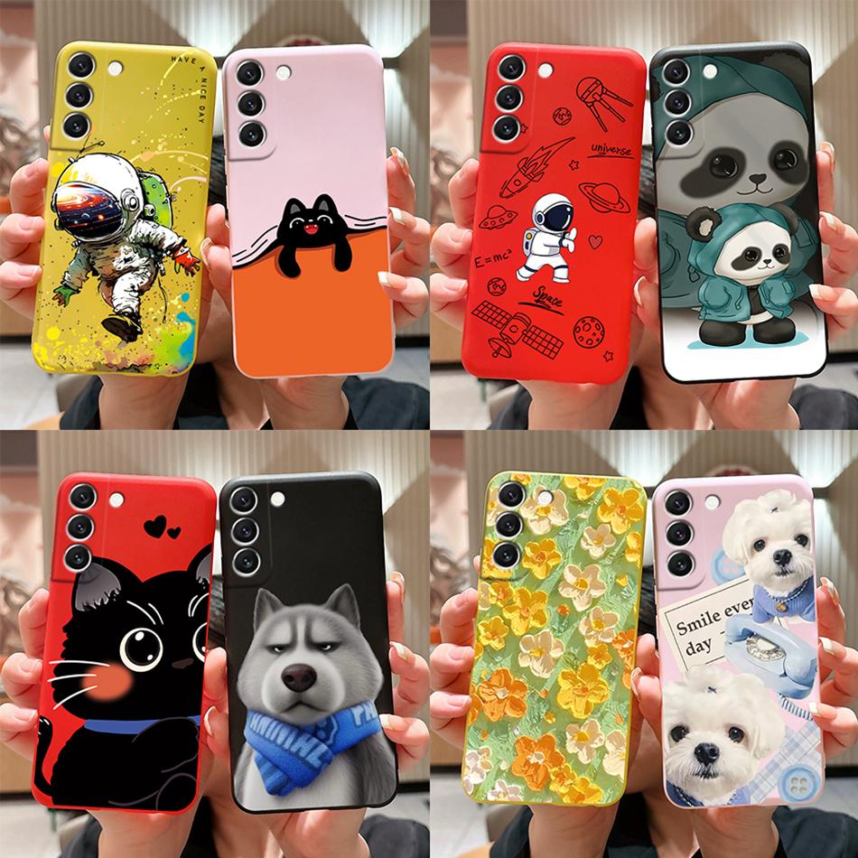 Case For Samsung Galaxy S22 Bags S 22 Plus Ultra Cover Protective Silicone Funda Astronaut Phone Case Coque For Samsung S22 Capa