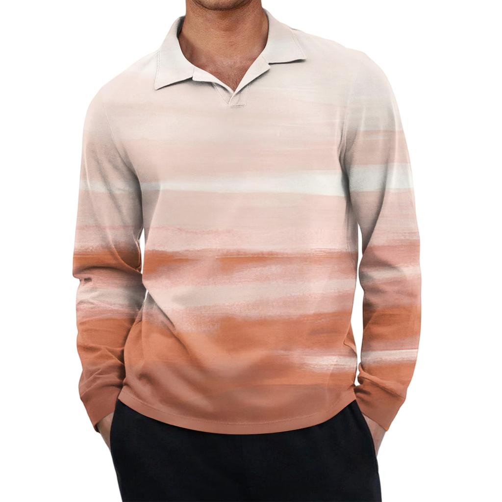 Men's Casual Retro Small V-neck Long-sleeved Top