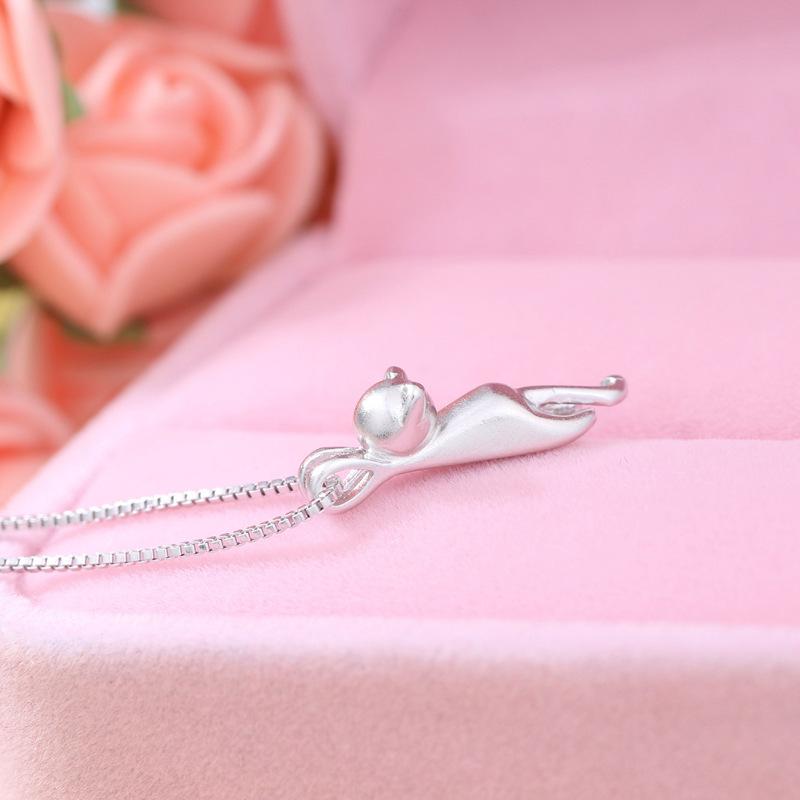Vintage 925 Sterling Silver Cat Necklaces For Women Luxury Elegant Jewelry Choker Jewellery Money 925