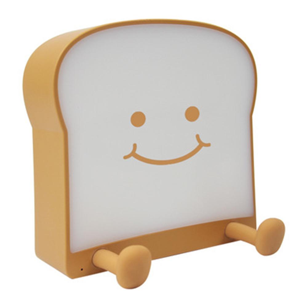 

Cute Cartoon Toast Bread Shape Night Light Mobile Phone Holder Usb Rechargeable Bedroom Bedside Atmosphere Silicone Lamp Playful#0