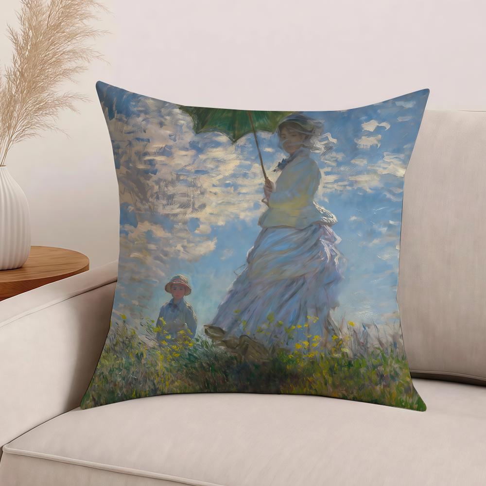 Art Claude Monet Pillow Case Office Cushions Suitable For Sofa Car Bedroom Decorative Cushion Cover