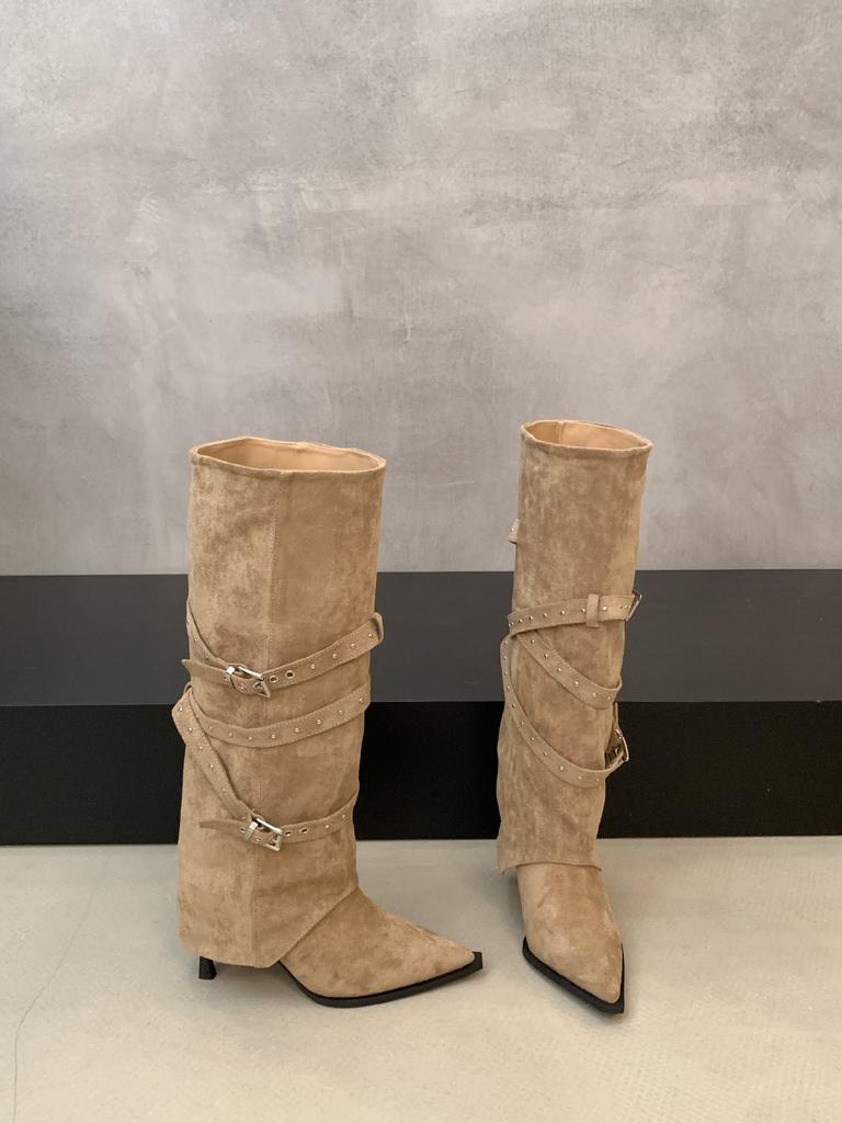 But knee boots women's pointed boots, new high-heeled boots in autumn and winter 2025, Spice Girls stiletto pants boots