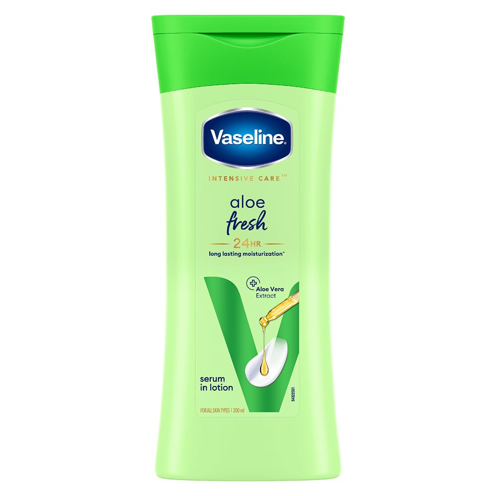 

Vaseline Aloe Fresh Body Lotion 200ml Pack of 1 24HR Hydration Non-Sticky Lightweight Skin Moisturiser