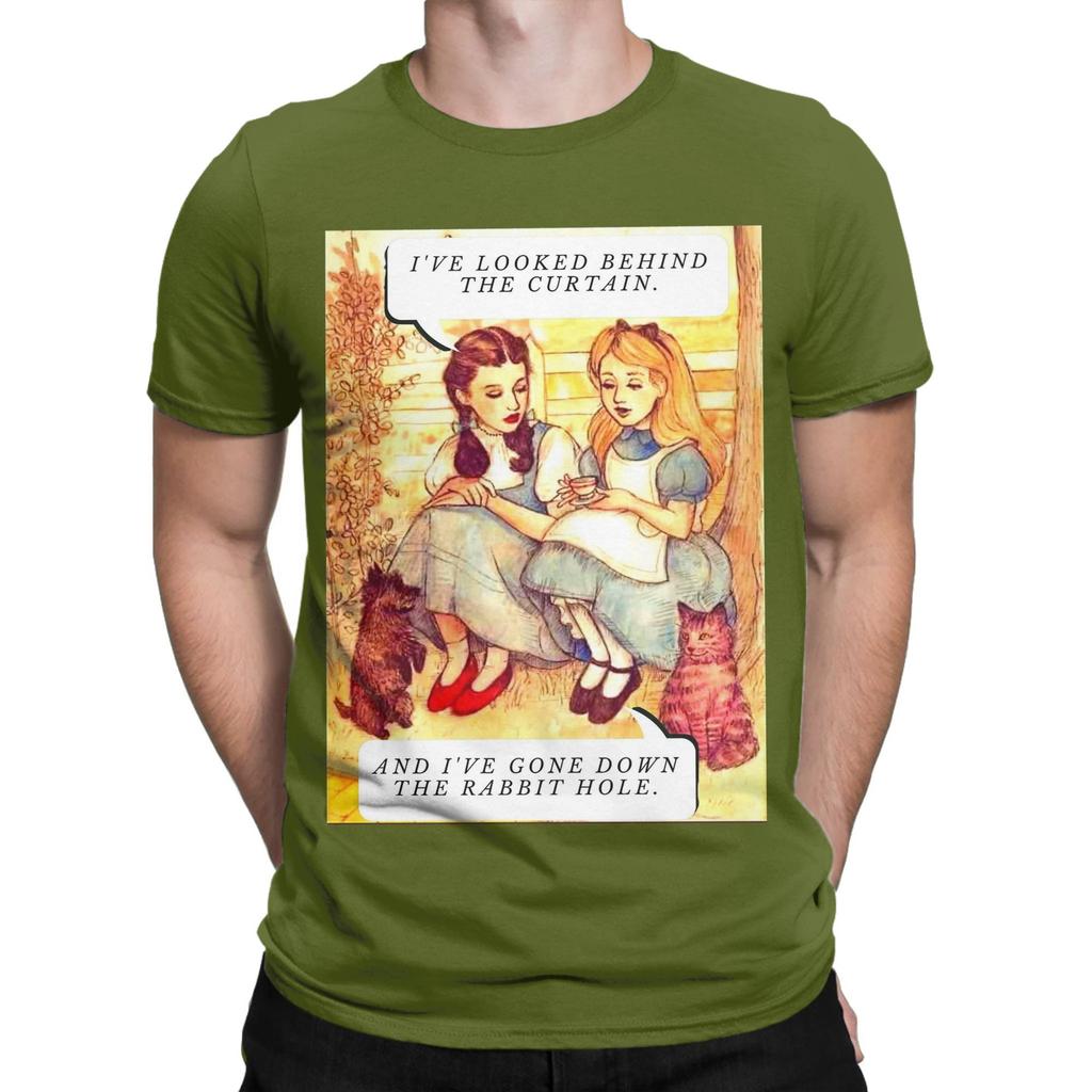 The Wizard Hole T Shirt for Men 100% Cotton Vintage T-Shirt Round Collar Alice In Wonderland  Tee Shirt Short Sleeve Clothes New