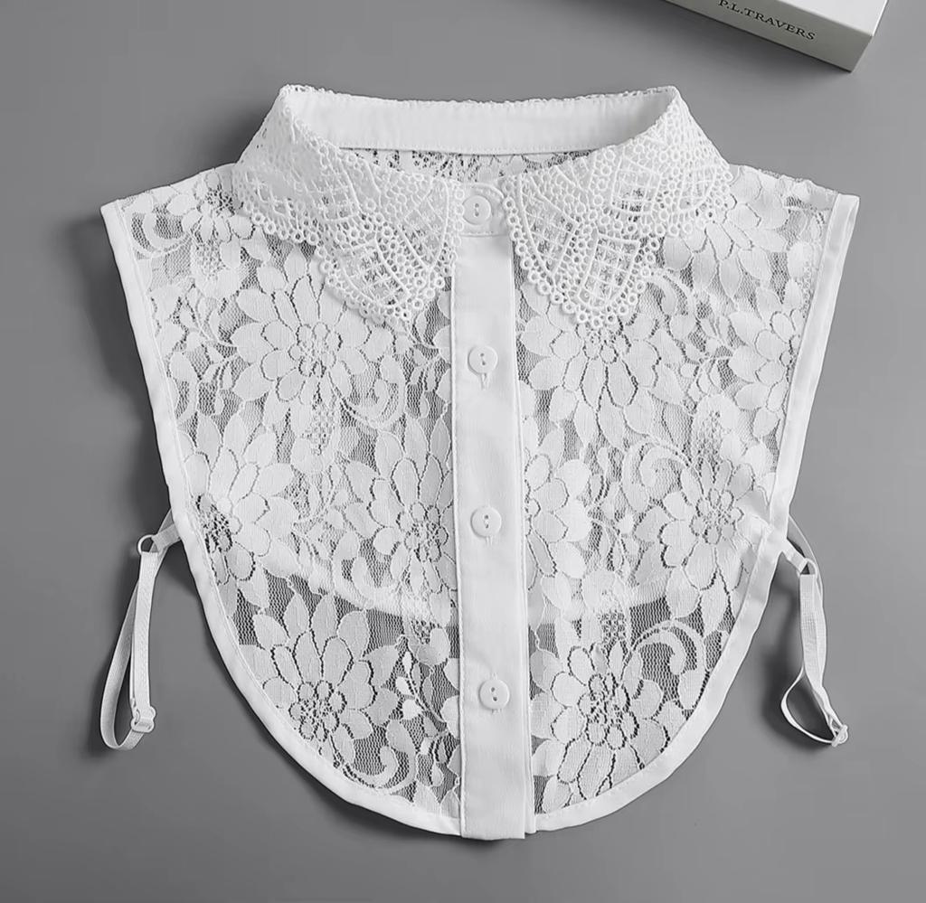 Girls Hollow Out Lace Shirt Detachable Fake Collar Shirt Lapel Blouse Top Adjustable Women Clothes Ladies False Collar Decor