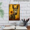 2D Flat, Vintage Metal Donkey Sign, Cute Donkey and Sunflower Patterns, 8x12 Inch, Durable Aluminum Material, Indoor/Outdoor Decorative Hanging Plate