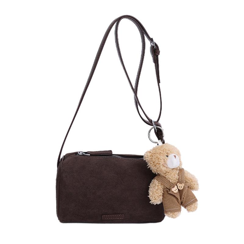 Ретро замшевая мягкая кожаная сумка-цилиндр сумка-ведро женская сумка через плечо по диагонали