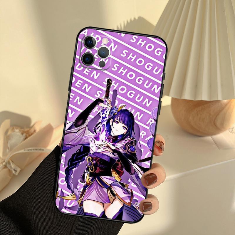 Genshin Impact Raiden Shogun Phone Case For iPhone 16 14 13 12 11 15 17 Pro Max 13 mini 15 16 Plus 16e 17 Air Cover Funda
