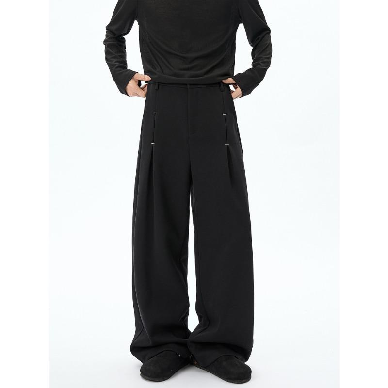 American Pleated Semi-elastic Suit Pants Casual Pants Men's and Women's Loose and Versatile Drape Straight Wide-leg Floor-mopping Trousers