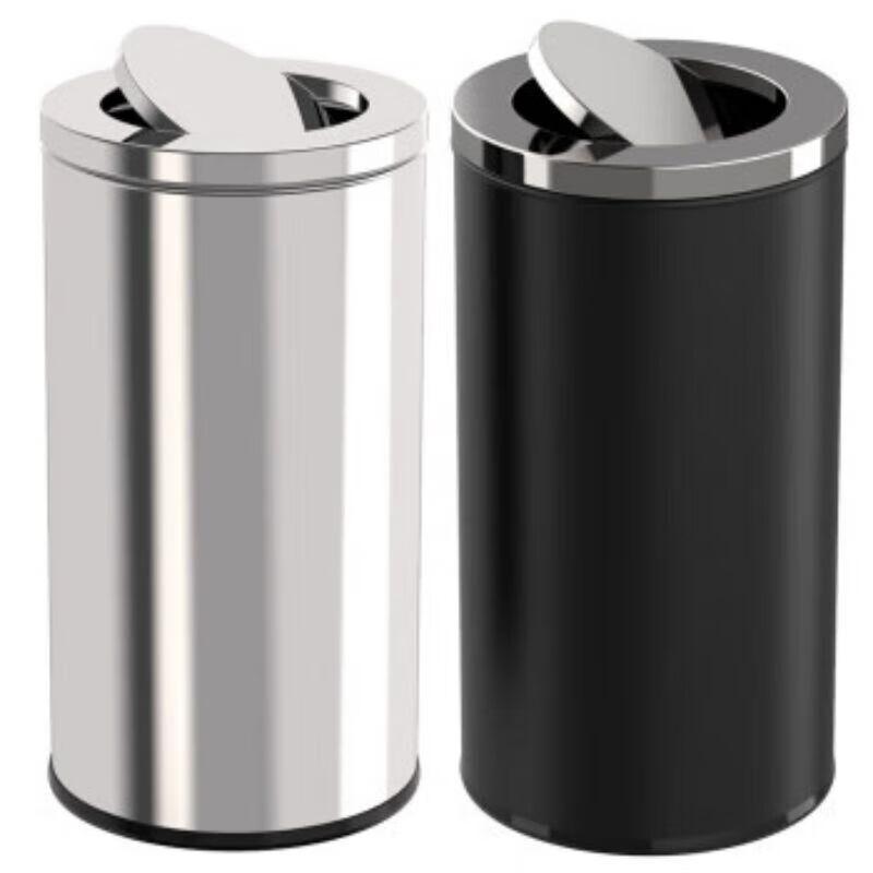 Large Outdoor Stainless Steel Flip-Top Trash Bin