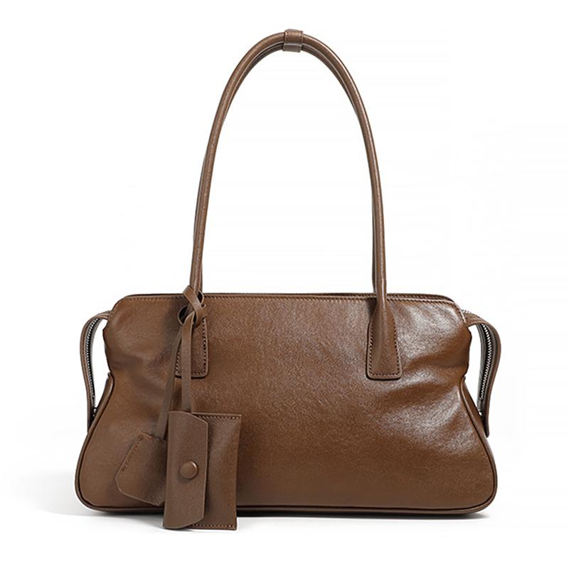 HIFASHION Real Genuine Leather Shoulder Tote Bags Women Trendy Large Capacity Cowhide Underarm Purses Daily Pillow Work Handbags