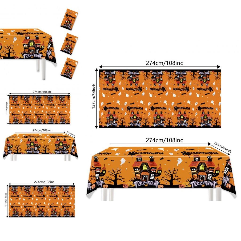 Halloween Disposable Tablecloth With Ghost And Castle Print For Party Decor