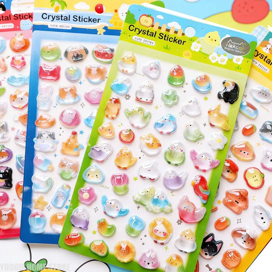 NEKONI Crystal Kawaii Animals Cartoon 3D Relief Stickers Scrapbooking Diy Journal Stationery Sticker Deco School Supplies Gift