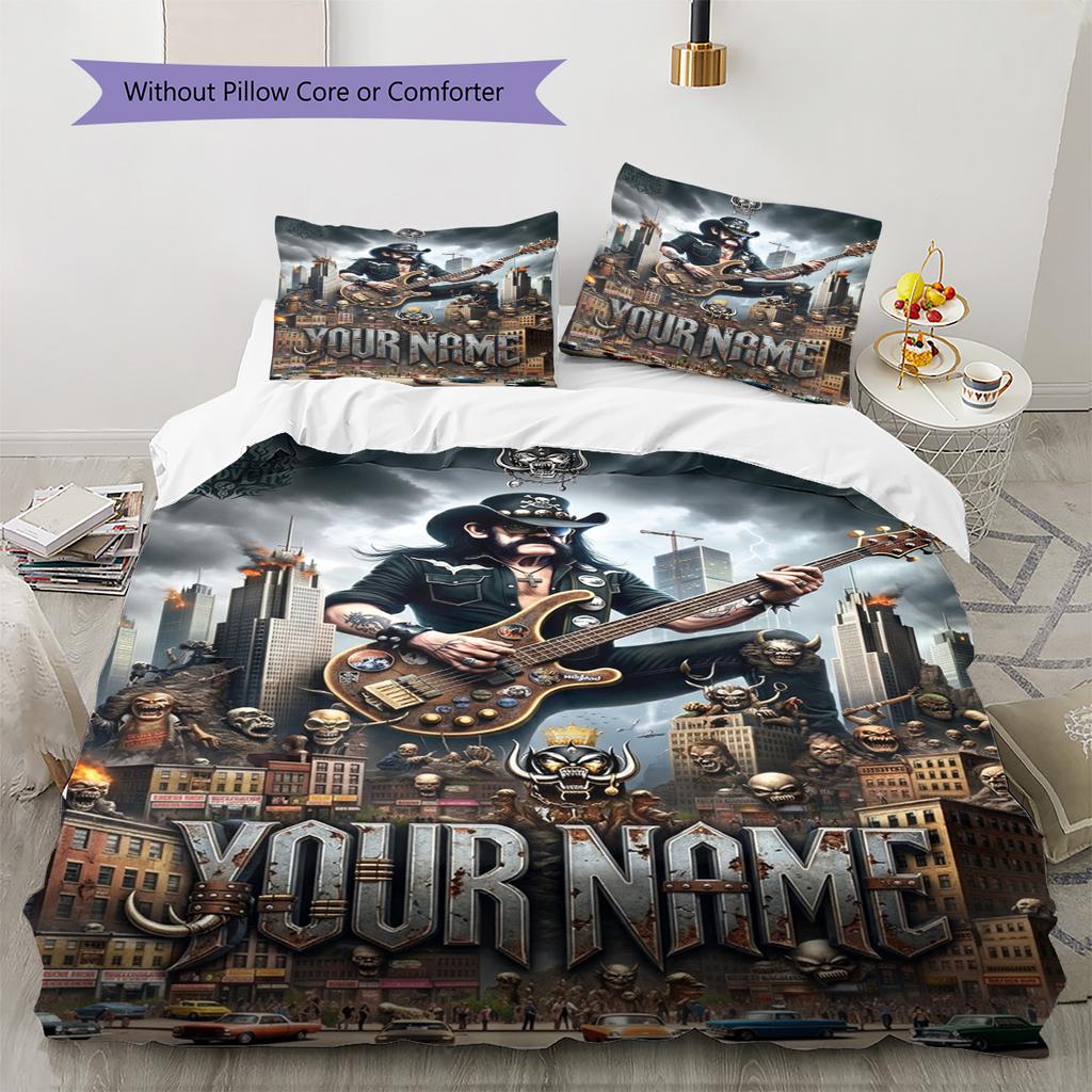 Name Custom Motörhead Pattern Bedding Set Quilt Cover Pillowcase Home Decor Gift (1 * Duvet Cover + 2 * Pillowcase, Without Core)