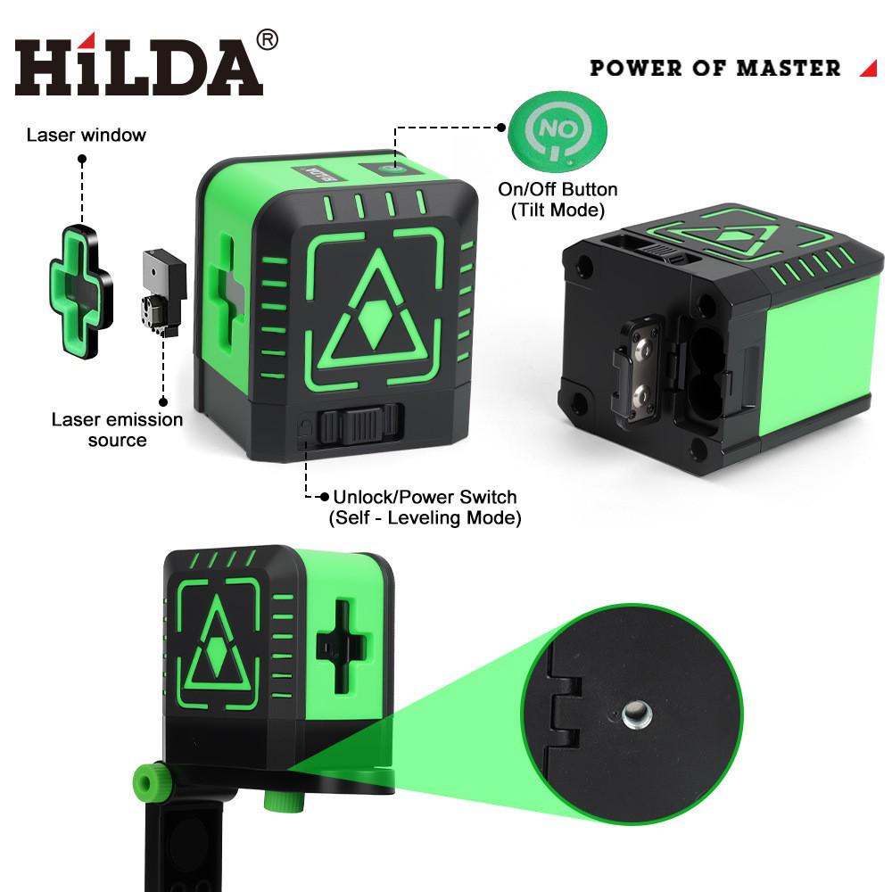 Compact Green Laser Level - 2-Line Automatic Projection Tool