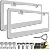 License Plate Frames - 2 Packs Stainless Steel Universal Car Tag Frame for Front and Rear Number Holder with Screws & Chrome Caps