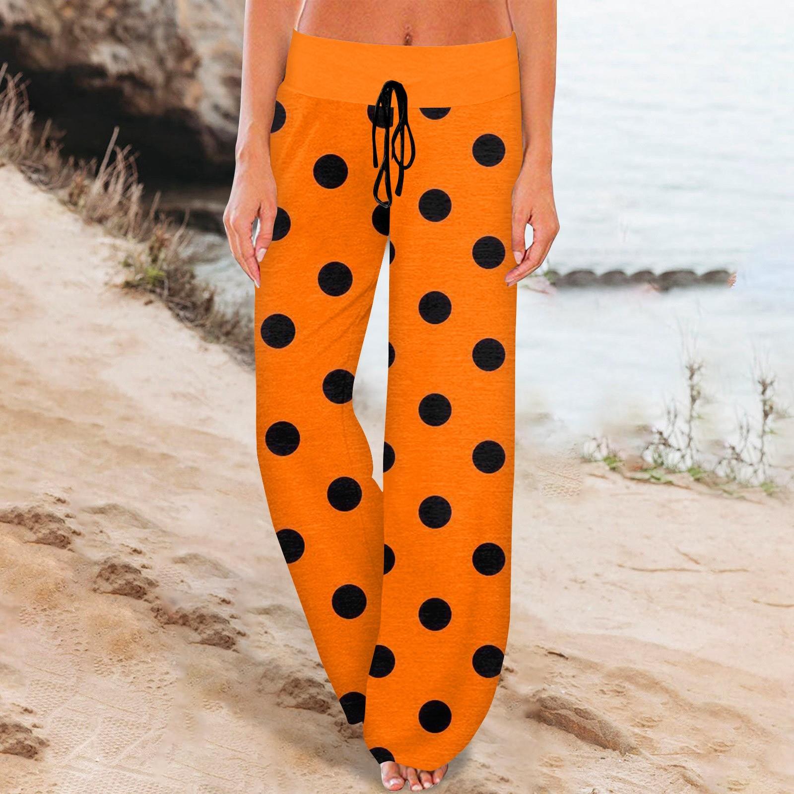 

Женские спортивные штаны, спальные штаны, нашивки на шнурок, широкие штаны с карманами на Хэллоуин M шафрановый