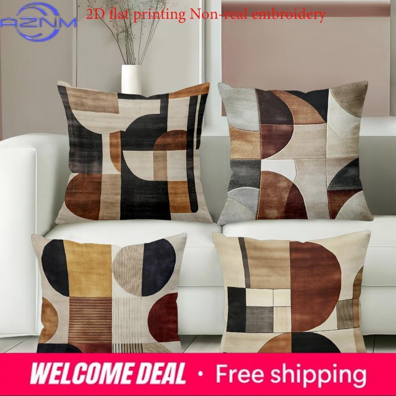 Shunika Chen Unisex Modern Geometric Pattern 2D Printed Sofa Pillows Polyester Pillowcase, Sofa Decorative Cushion Cover, Bedside Throw Pillow