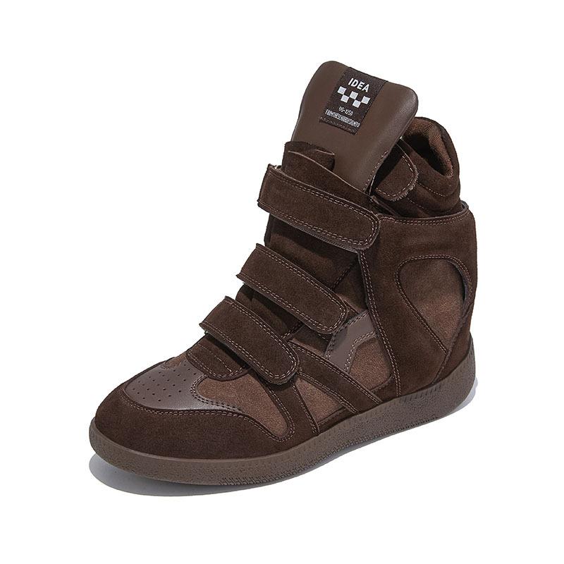 Novos Sapatos Femininos de Primavera com Sola Grossa Estilo Retrô, Aumento de 6,5cm, Sapatos Brancos de Couro Genuíno, Sapatos Femininos Casuais e Versáteis