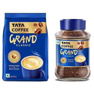 Tata Classic Instant Coffee 90g Jar, Chicory Mix | Tata Classic Instant Coffee 100g Pouch, Chicory Mix