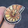Natural Ammonite Fossil Gemstone 925 Sterling Silver Jewelry Ring Size 7 J3y71