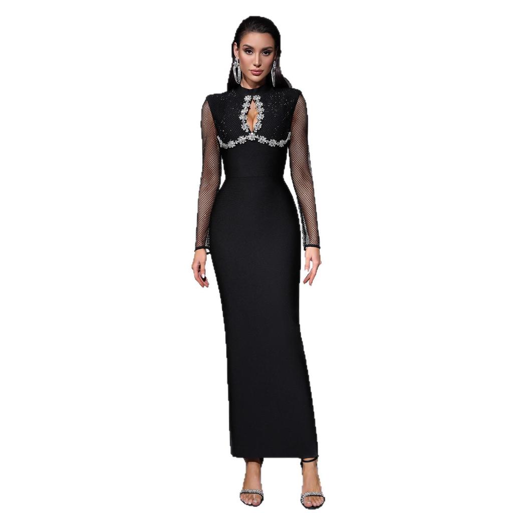 European-American Rhinestone Patchwork Luxury Party Dress