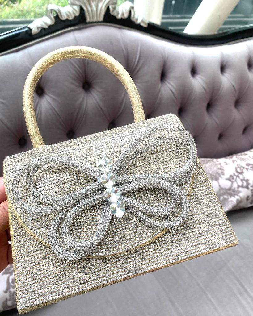Stylish Cross-border Wedding Party Dress Bag With Rhinestone Butterfly Bow