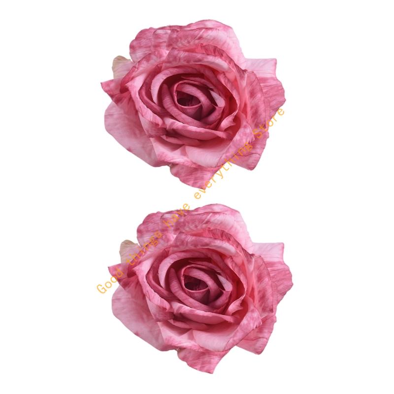 55KF 2PCs Faux Roses Curtain Tiebacks For Window Treatments Durability Polyester Fabric Decorative Clip Holders
