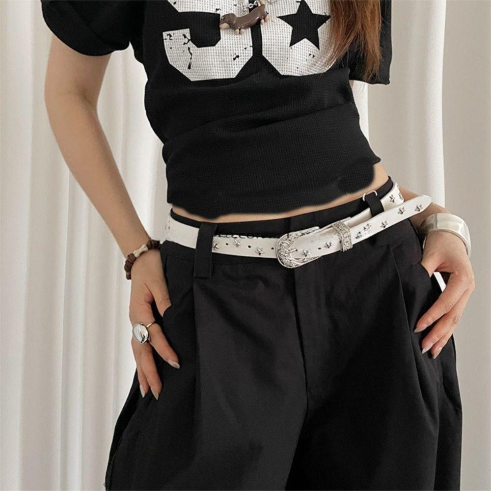 Pu Leather Y2K Jeans Belt Vintage Women's Waist Belt Fashion Punk Style Belt  Party