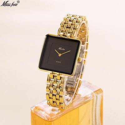 MISSFOX Gold Black Square Quartz Women's Couples Watch - Hot-Selling Fashion In the Middle East