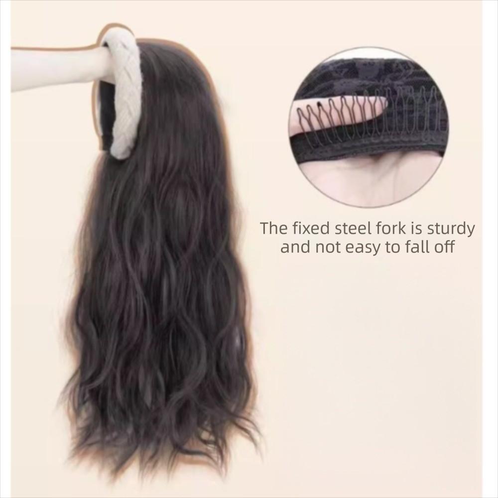 Hair Hoop Half Headband Wig Clip in Long Wavy Curly  Hair Wide Knit Headband Wig  Party